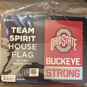 New Ohio State Buckeye Strong House Garden Flag - Red/Gray OSU